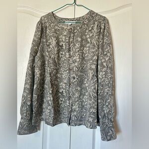 Jane Delancey Gray Floral Blouse Size XL